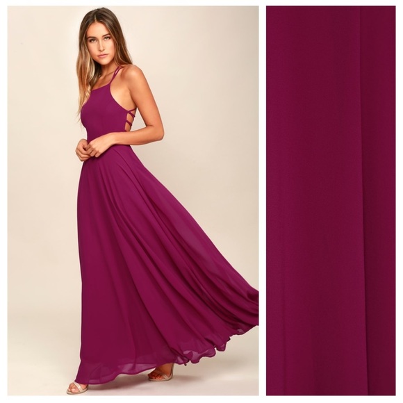Lulus Strappy To Be Here Magenta Lace-Up Maxi Dress - Picture 3 of 7